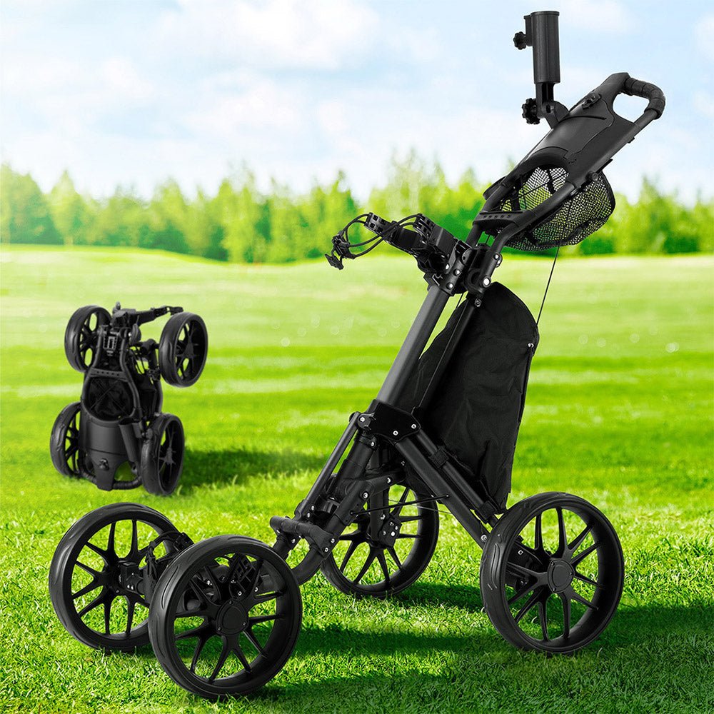 Golf Buggy Foldable Trolley Golf Cart Wheels Umbrella Bottle Holder - Sports & Fitness > Golf - Rivercity House & Home Co. (ABN 18 642 972 209) - Affordable Modern Furniture Australia
