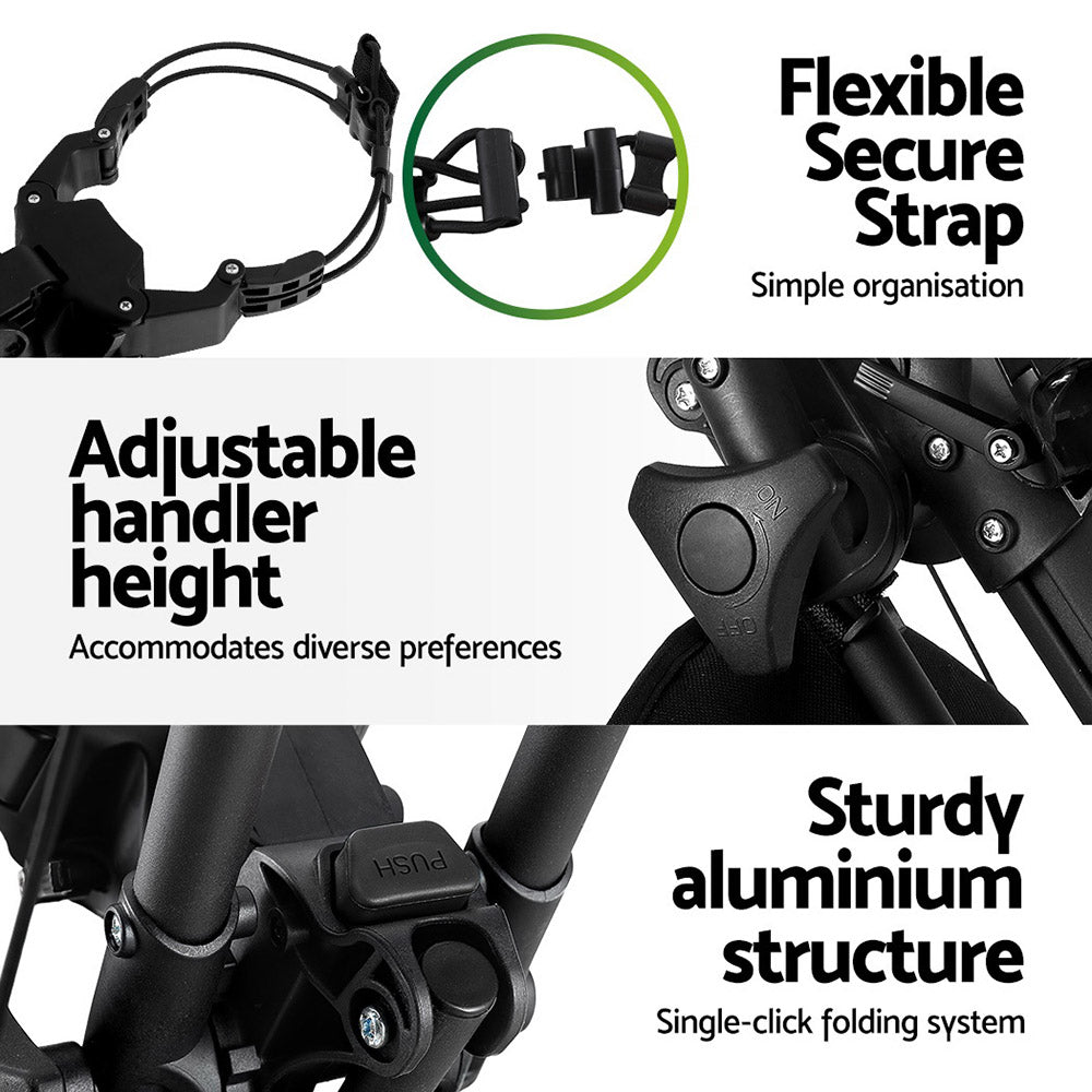 Golf Buggy Foldable Trolley Golf Cart Wheels Umbrella Bottle Holder - Sports & Fitness > Golf - Rivercity House & Home Co. (ABN 18 642 972 209) - Affordable Modern Furniture Australia