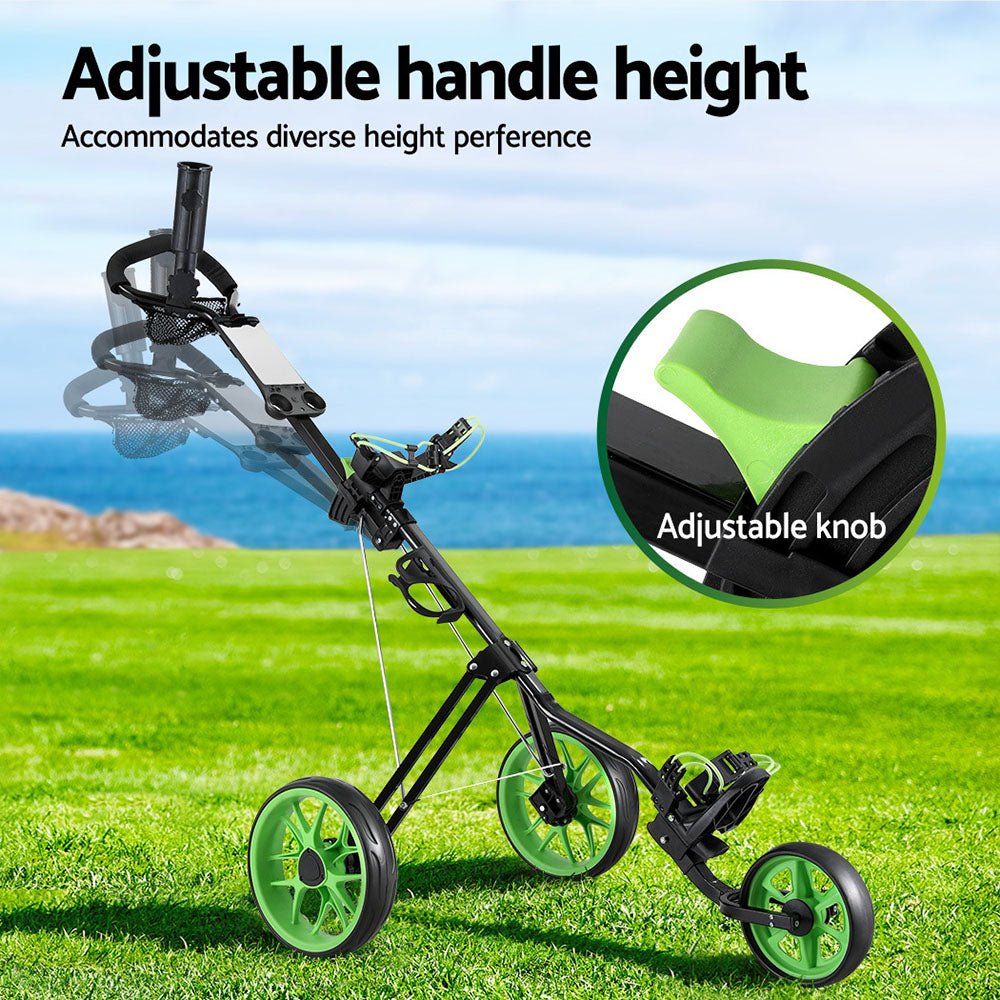 Golf Buggy Quick Folding Trolley Golf Cart 3 Wheels Height Adjustable - Sports & Fitness > Golf - Rivercity House & Home Co. (ABN 18 642 972 209) - Affordable Modern Furniture Australia