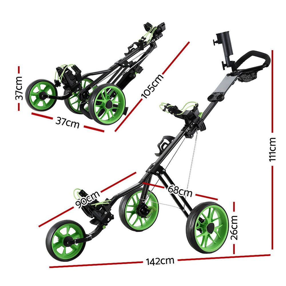 Golf Buggy Quick Folding Trolley Golf Cart 3 Wheels Height Adjustable - Sports & Fitness > Golf - Rivercity House & Home Co. (ABN 18 642 972 209) - Affordable Modern Furniture Australia