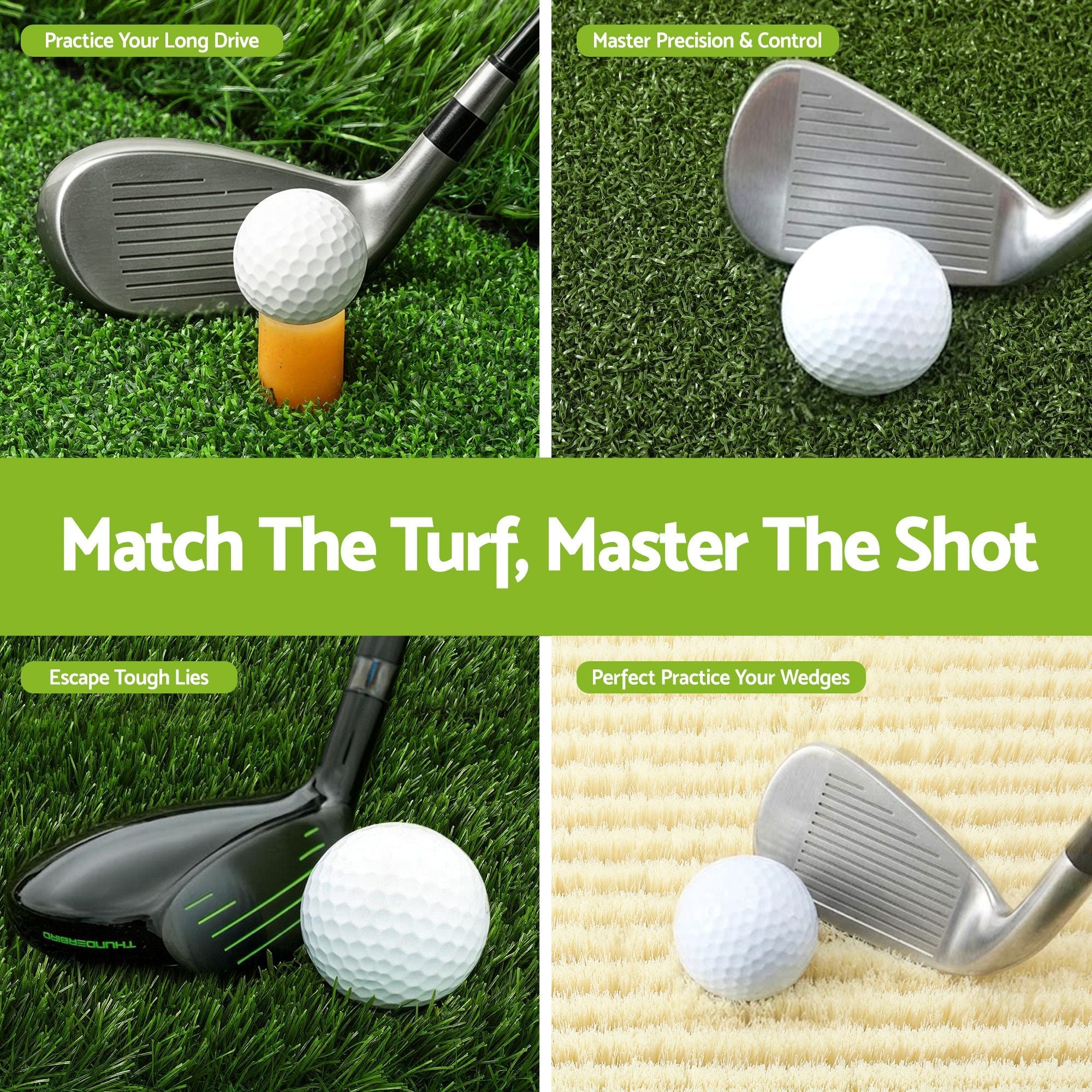 Golf Hitting Mat Practice Turf 4 in 1 Foldable Training Aid Backyard - Sports & Fitness > Golf > Golf Accessories - Rivercity House & Home Co. (ABN 18 642 972 209) - Affordable Modern Furniture Australia