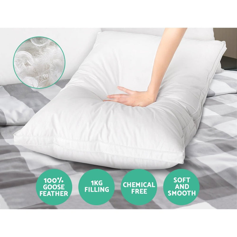 Goose Feather Down Twin Pack Pillows - Rivercity House & Home Co. (ABN 18 642 972 209) - Affordable Modern Furniture Australia