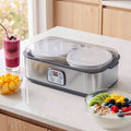 Greek Yoghurt Maker Machine with 2x960ml Large Tubs and Temp Control - Grey