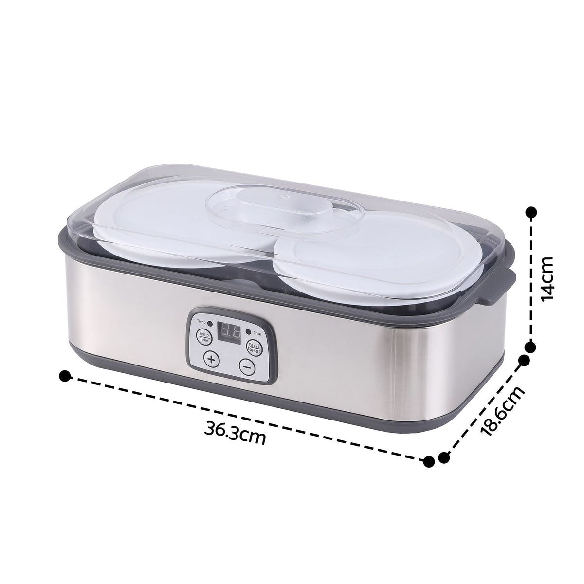 Greek Yoghurt Maker Machine with 2x960ml Large Tubs and Temp Control - Grey - Appliances > Kitchen Appliances > Speciality Appliances - Rivercity House & Home Co. (ABN 18 642 972 209) - Affordable Modern Furniture Australia