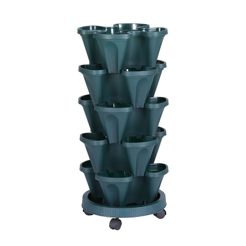 Green Fingers Garden Bed 5 Tier Vertical Garden Strawberry Stackable Planters Herbs Petunias - Home & Garden > Garden Beds - Rivercity House & Home Co. (ABN 18 642 972 209) - Affordable Modern Furniture Australia