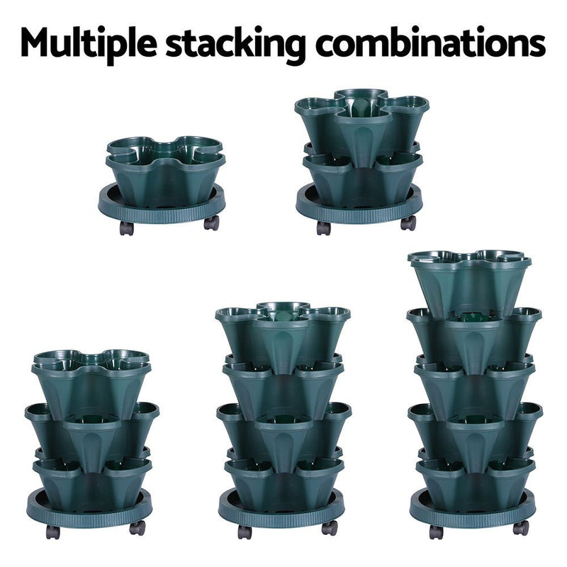 Green Fingers Garden Bed 5 Tier Vertical Garden Strawberry Stackable Planters Herbs Petunias - Home & Garden > Garden Beds - Rivercity House & Home Co. (ABN 18 642 972 209) - Affordable Modern Furniture Australia