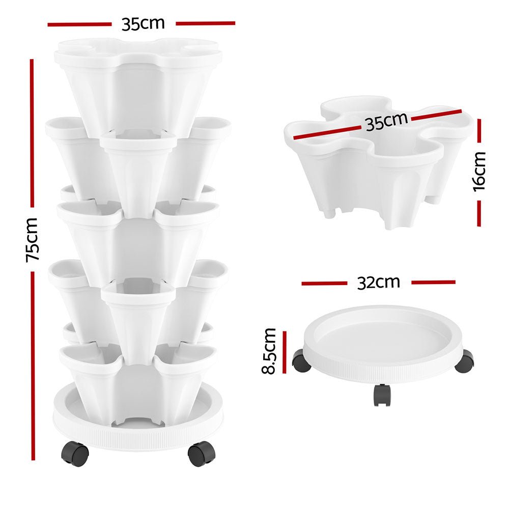 Green Fingers Garden Bed 5 Tier Vertical Garden Strawberry Stackable Planters Herbs Petunias - Home & Garden > Garden Beds - Rivercity House & Home Co. (ABN 18 642 972 209) - Affordable Modern Furniture Australia