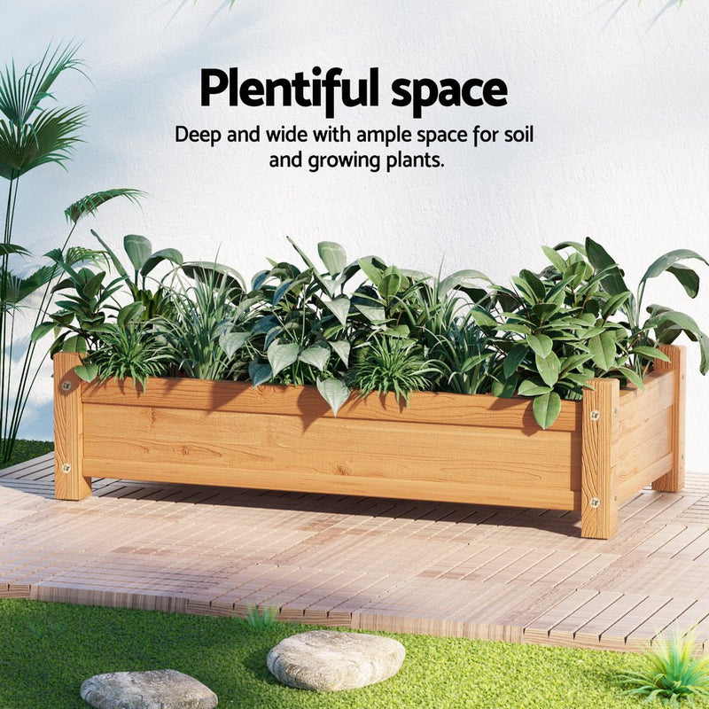 Green Fingers Garden Bed 65x33x16cm Wooden Planter Box Raised Container Growing - Home & Garden > Garden Beds > Garden Beds & Planters - Rivercity House & Home Co. (ABN 18 642 972 209) - Affordable Modern Furniture Australia