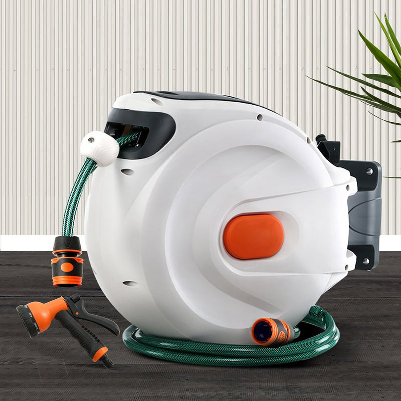 Greenfingers Retractable Hose Reel 20M Garden Water Spray Gun Auto Rewind - Rivercity House & Home Co. (ABN 18 642 972 209) - Affordable Modern Furniture Australia