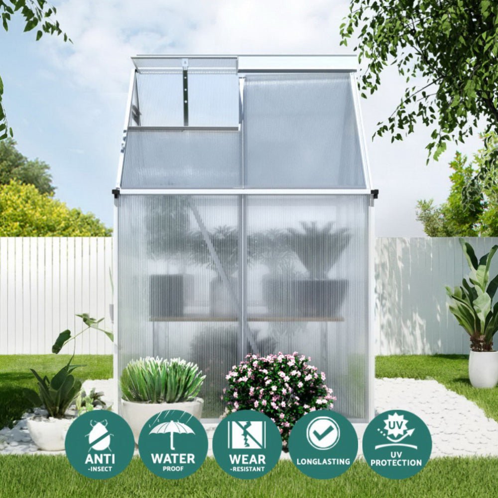 Greenhouse Aluminium Polycarbonate Premium Garden Storage Shed 1.3Mx1.9Mx2.0M - Home & Garden > Greenhouses > Greenhouses & Accessories - Rivercity House & Home Co. (ABN 18 642 972 209) - Affordable Modern Furniture Australia