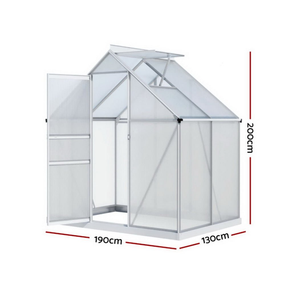 Greenhouse Aluminium Polycarbonate Premium Garden Storage Shed 1.3Mx1.9Mx2.0M - Home & Garden > Greenhouses > Greenhouses & Accessories - Rivercity House & Home Co. (ABN 18 642 972 209) - Affordable Modern Furniture Australia