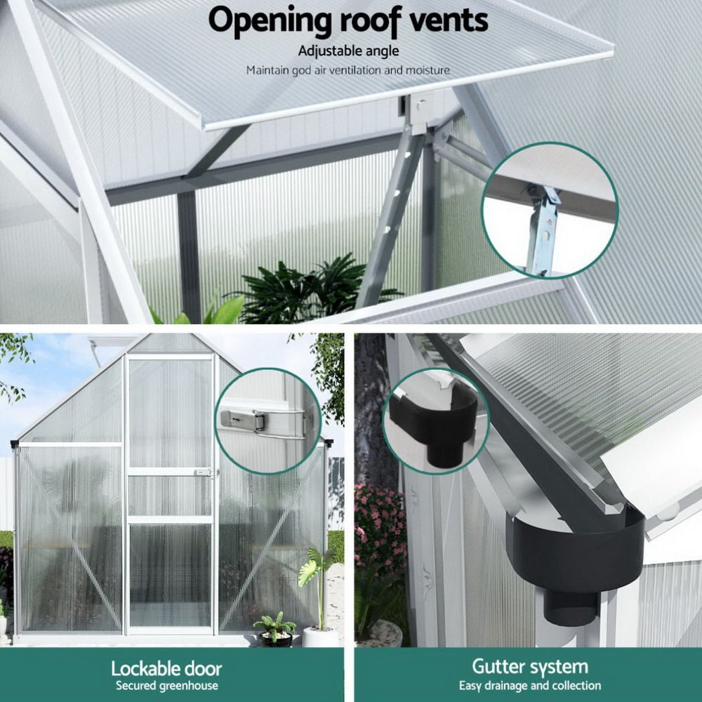 Greenhouse Aluminium Polycarbonate Premium Garden Storage Shed 3.1Mx1.9Mx2.0M - Home & Garden > Greenhouses > Greenhouses & Accessories - Rivercity House & Home Co. (ABN 18 642 972 209) - Affordable Modern Furniture Australia