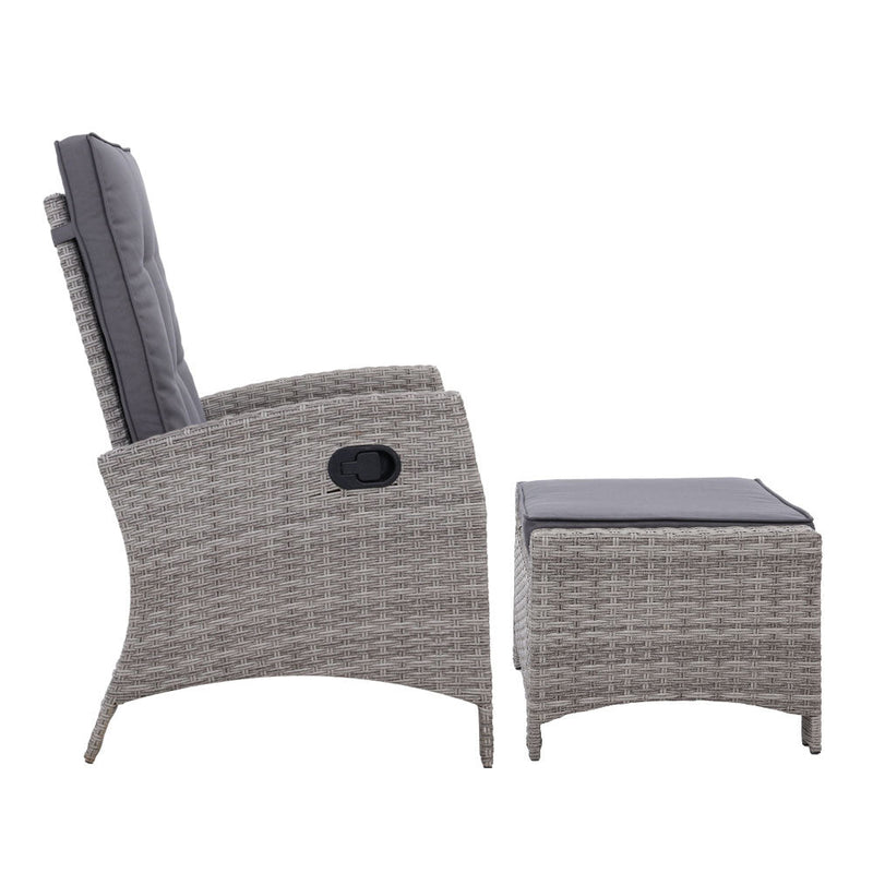 Grey Wicker Sun Lounge Recliner With Ottoman - Furniture - Rivercity House & Home Co. (ABN 18 642 972 209) - Affordable Modern Furniture Australia