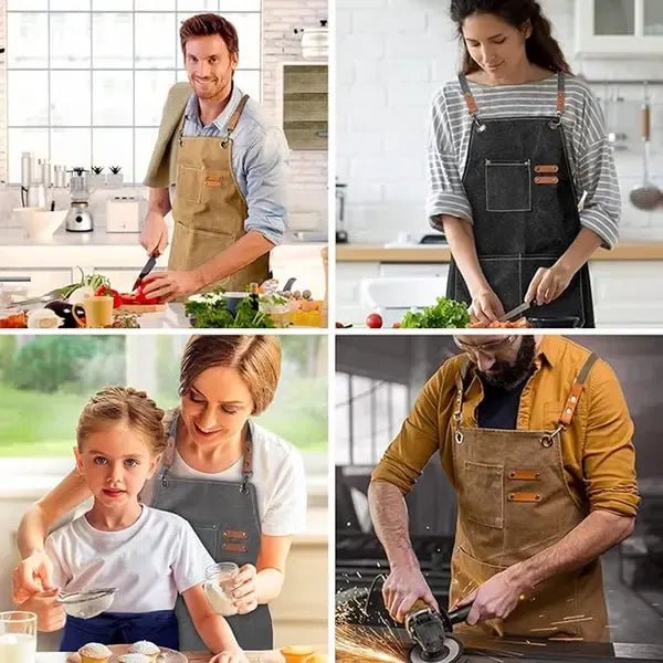 Grill Apron with Adjustable Cross-Back Straps and 3 Pockets for Cooking and Gardening - Brown - Home & Garden > Kitchenware > Aprons - Rivercity House & Home Co. (ABN 18 642 972 209) - Affordable Modern Furniture Australia