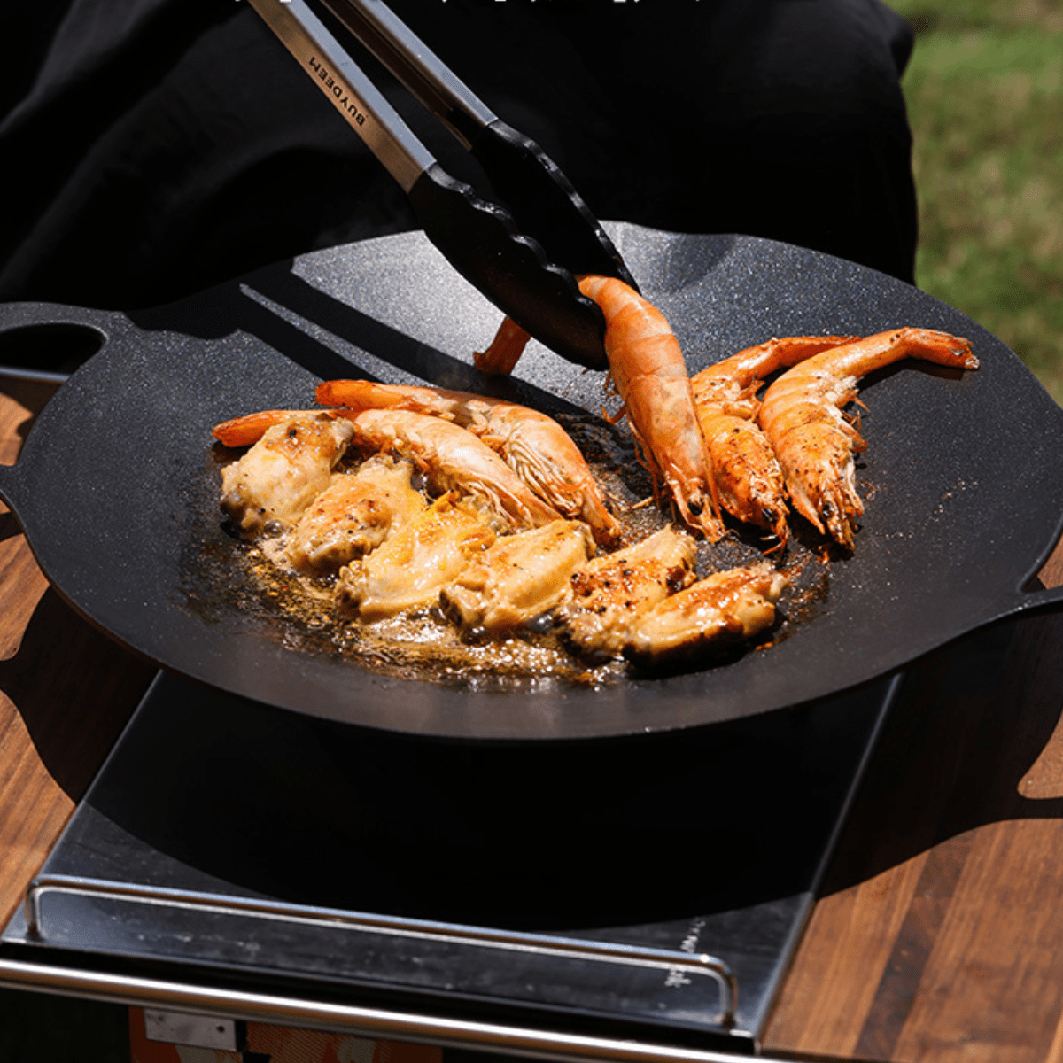 Grill Pan Nonstick 36cm Round BBQ Griddle Indoor or Outdoor Cooking - Home & Garden > Kitchenware > Skillets & Frying Pans - Rivercity House & Home Co. (ABN 18 642 972 209) - Affordable Modern Furniture Australia