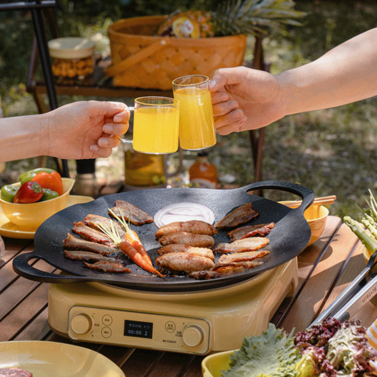 Grill Pan Nonstick 36cm Round BBQ Griddle Indoor or Outdoor Cooking - Home & Garden > Kitchenware > Skillets & Frying Pans - Rivercity House & Home Co. (ABN 18 642 972 209) - Affordable Modern Furniture Australia