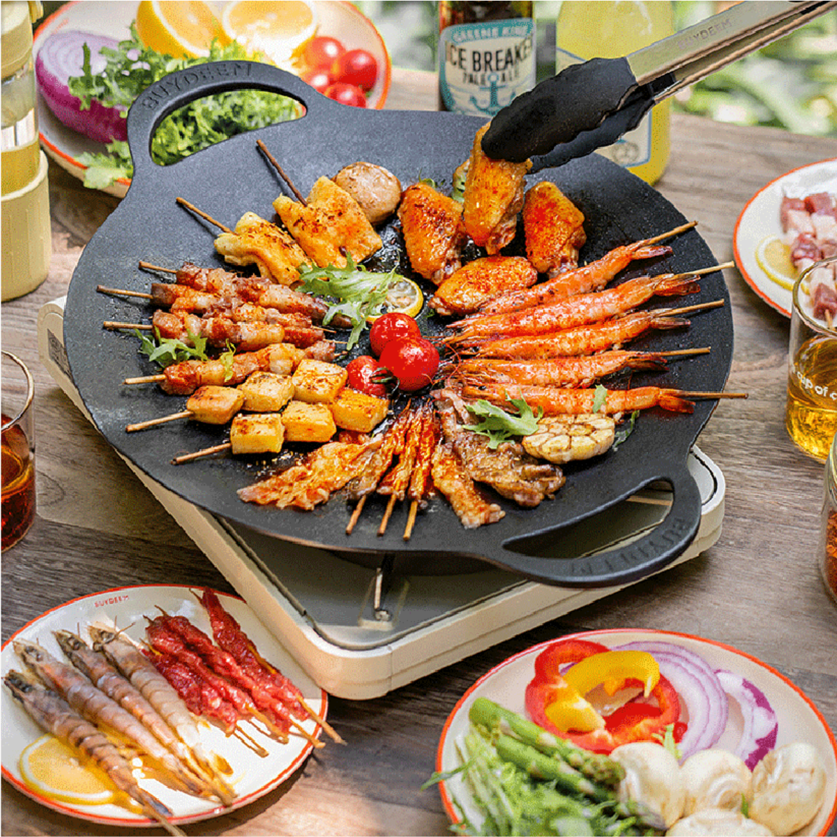 Grill Pan Nonstick 36cm Round BBQ Griddle Indoor or Outdoor Cooking - Home & Garden > Kitchenware > Skillets & Frying Pans - Rivercity House & Home Co. (ABN 18 642 972 209) - Affordable Modern Furniture Australia