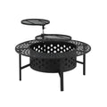 3-in-1 Portable Fire Pit BBQ Charcoal Smoker with Mesh Pits - Black