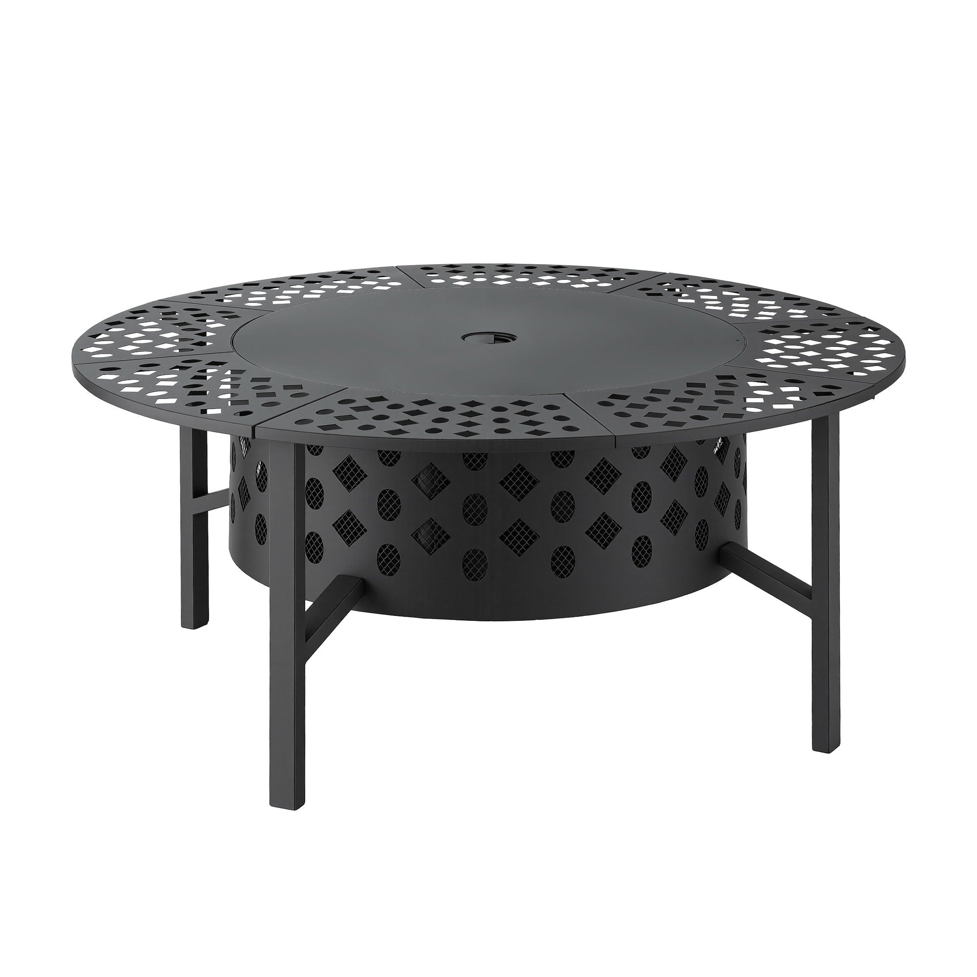 Grillz 3 - in - 1 Portable Fire Pit BBQ Charcoal Smoker with Mesh Pits - Black - Home & Garden > Firepits > Fire Pits - Rivercity House & Home Co. (ABN 18 642 972 209) - Affordable Modern Furniture Australia
