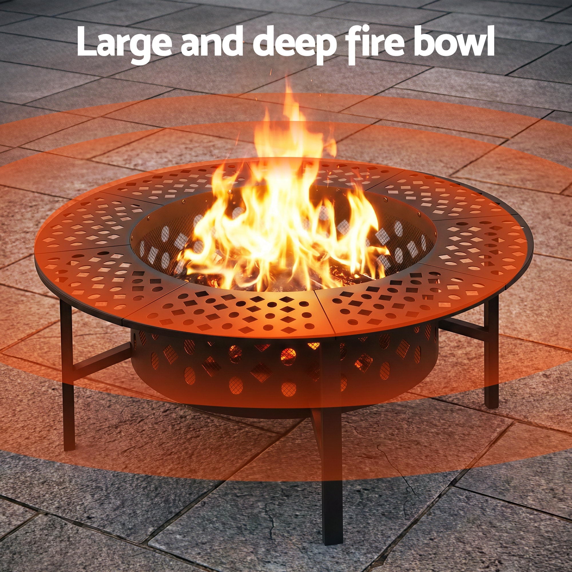 Grillz 3 - in - 1 Portable Fire Pit BBQ Charcoal Smoker with Mesh Pits - Black - Home & Garden > Firepits > Fire Pits - Rivercity House & Home Co. (ABN 18 642 972 209) - Affordable Modern Furniture Australia