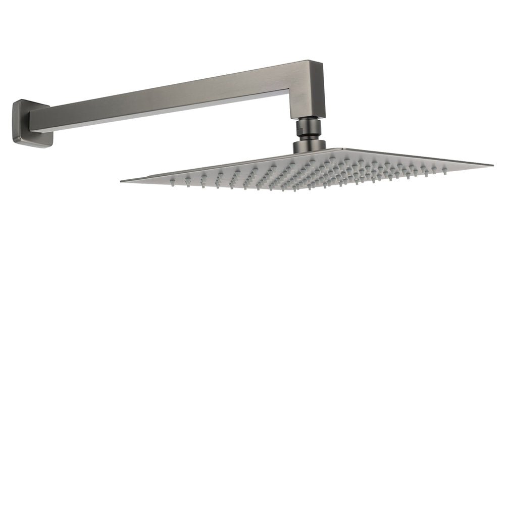 Gun Metal 10" Square Large Rainfall Shower Head 400mm Straight Wall Mounted Arm Set - Furniture > Bathroom > Shower Heads & Screens - Rivercity House & Home Co. (ABN 18 642 972 209) - Affordable Modern Furniture Australia