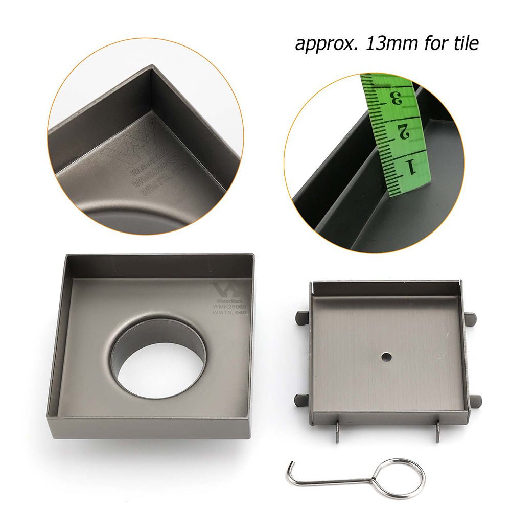 Gun Metal 100mm Square Tile Insert Floor Drain Small Shower Grate 50mm Waste Set - Furniture > Bathroom > Shower Heads & Screens - Rivercity House & Home Co. (ABN 18 642 972 209) - Affordable Modern Furniture Australia