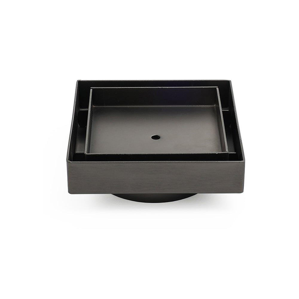 Gun Metal 100x100mm Square Tile Insert Floor Drain Small Shower Grate 80mm Waste - Furniture > Bathroom > Shower Heads & Screens - Rivercity House & Home Co. (ABN 18 642 972 209) - Affordable Modern Furniture Australia