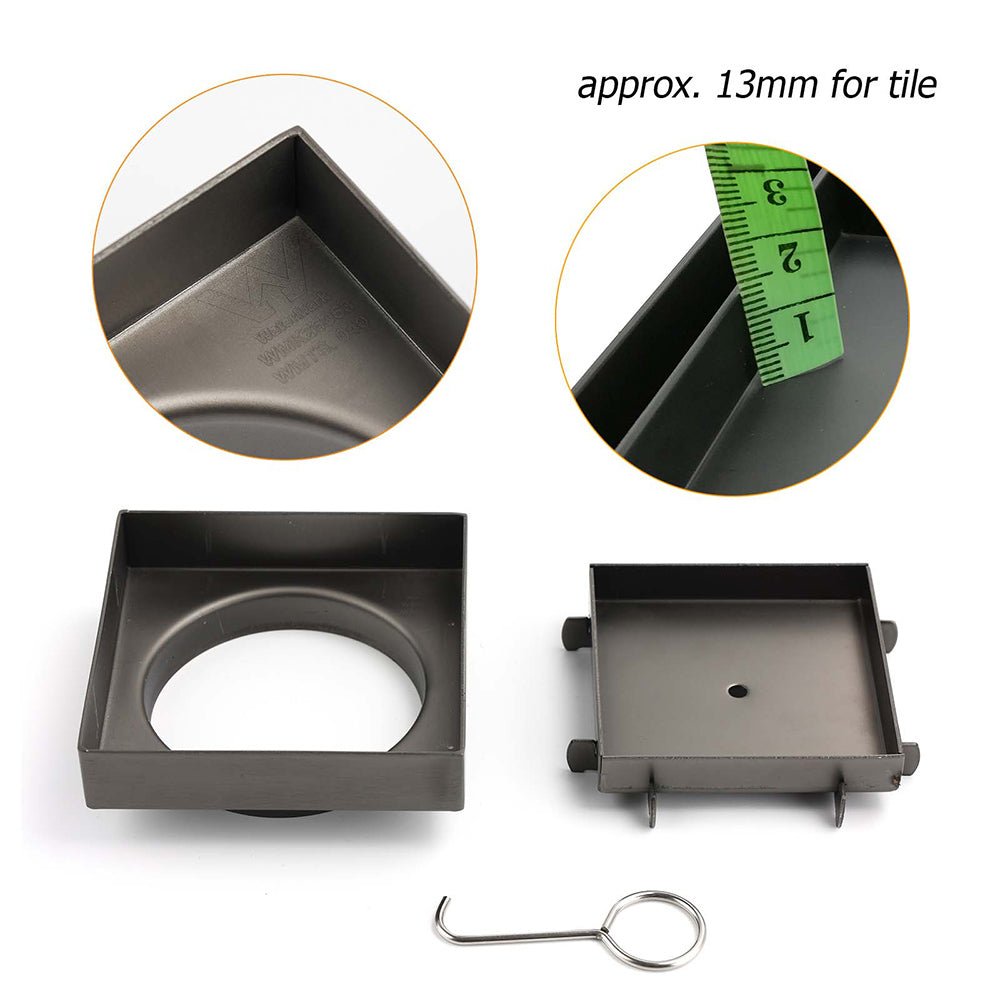 Gun Metal 100x100mm Square Tile Insert Floor Drain Small Shower Grate 80mm Waste - Furniture > Bathroom > Shower Heads & Screens - Rivercity House & Home Co. (ABN 18 642 972 209) - Affordable Modern Furniture Australia