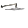 12" Square Rainfall Shower Head with 400mm Wall Mounted Arm Set - Grey Metal
