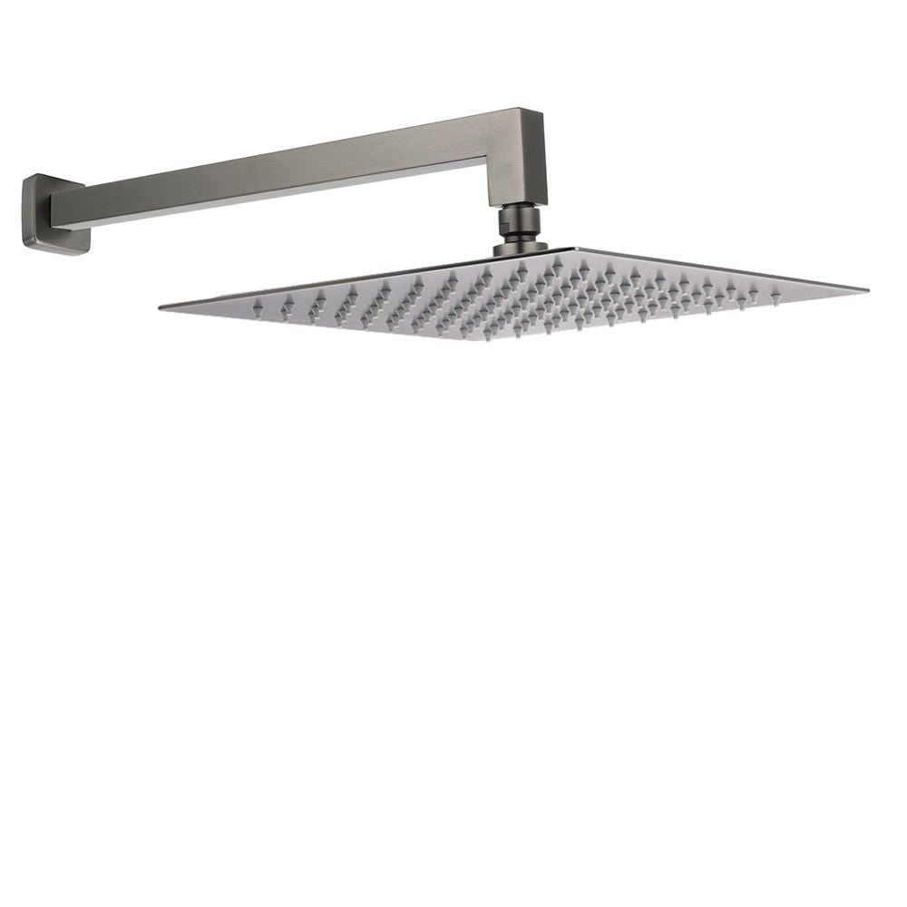 Gun Metal 12" Square Large Rainfall Shower Head 400mm Straight Wall Mounted Arm Set - Furniture > Bathroom > Shower Heads & Screens - Rivercity House & Home Co. (ABN 18 642 972 209) - Affordable Modern Furniture Australia
