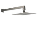 8" Square Rainfall Shower Head with 400mm Wall Mounted Arm Set - Grey Metal