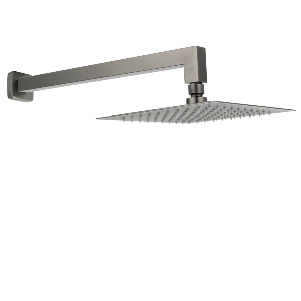 Gun Metal 8" Square Large Rainfall Shower Head 400mm Straight Wall Mounted Arm Set - Furniture > Bathroom > Shower Heads & Screens - Rivercity House & Home Co. (ABN 18 642 972 209) - Affordable Modern Furniture Australia