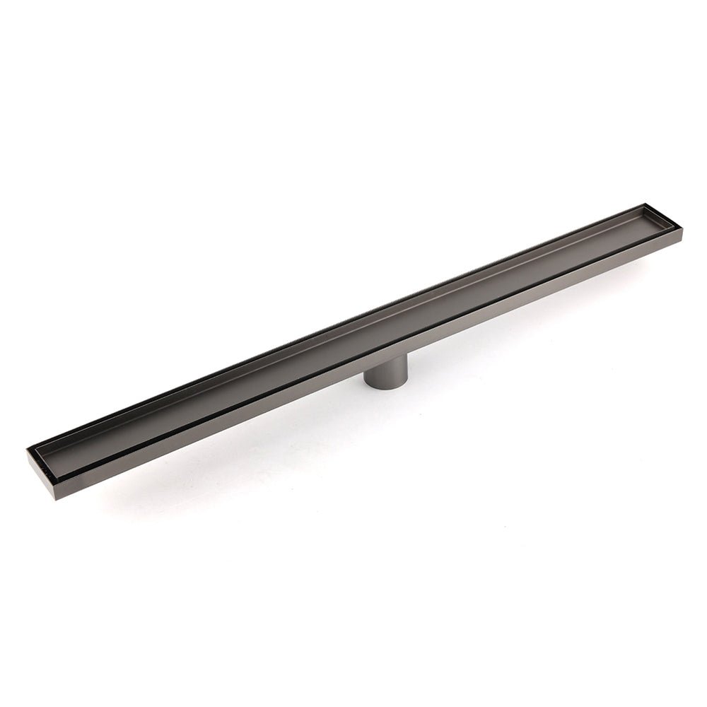 Gun Metal Bathroom Tile Insert 800mm Linear Shower Grate Floor Drain 50mm Waste - Furniture > Bathroom > Shower Heads & Screens - Rivercity House & Home Co. (ABN 18 642 972 209) - Affordable Modern Furniture Australia