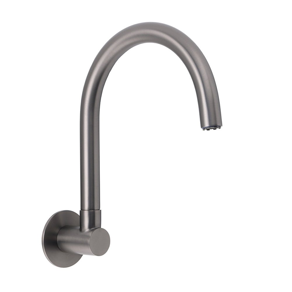 Gun Metal Bathroom Tub Filler Round Gooseneck Arm Faucet Water Outlet Wall Spout - Furniture > Bathroom > Shower Heads & Screens - Rivercity House & Home Co. (ABN 18 642 972 209) - Affordable Modern Furniture Australia