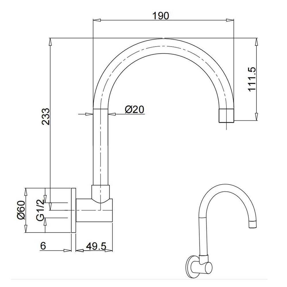 Gun Metal Bathroom Tub Filler Round Gooseneck Arm Faucet Water Outlet Wall Spout - Furniture > Bathroom > Shower Heads & Screens - Rivercity House & Home Co. (ABN 18 642 972 209) - Affordable Modern Furniture Australia