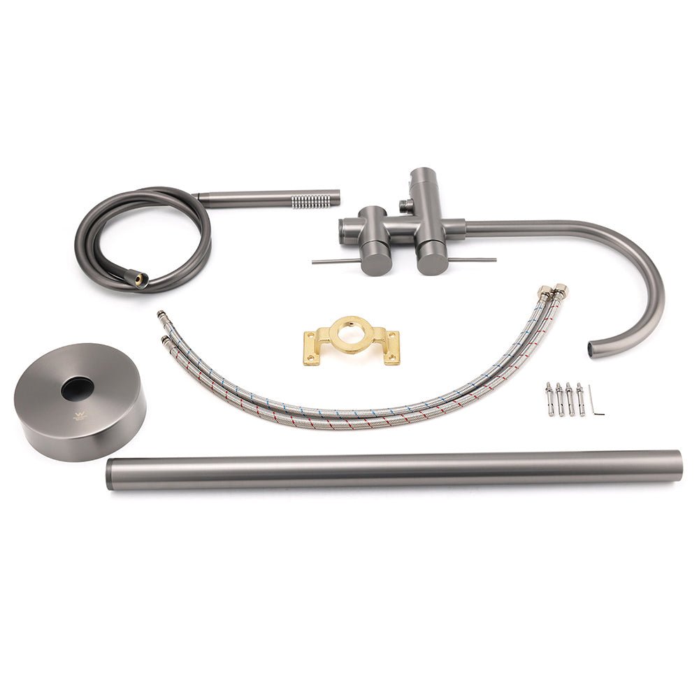 Gun Metal Bathtub Mixer Tap Free Standing Faucet Spout With Handheld Shower Set - Furniture > Bathroom > Shower Heads & Screens - Rivercity House & Home Co. (ABN 18 642 972 209) - Affordable Modern Furniture Australia