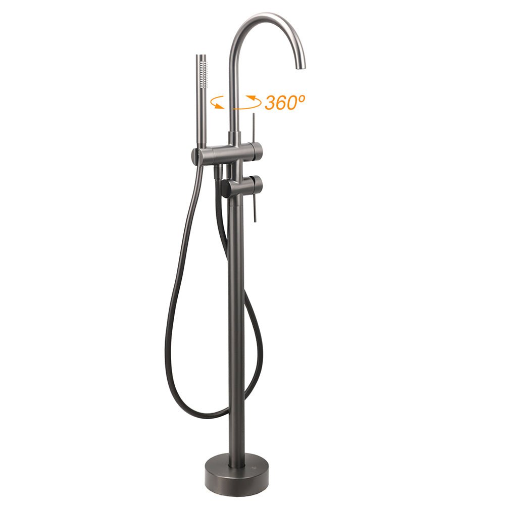 Gun Metal Bathtub Mixer Tap Free Standing Faucet Spout With Handheld Shower Set - Furniture > Bathroom > Shower Heads & Screens - Rivercity House & Home Co. (ABN 18 642 972 209) - Affordable Modern Furniture Australia