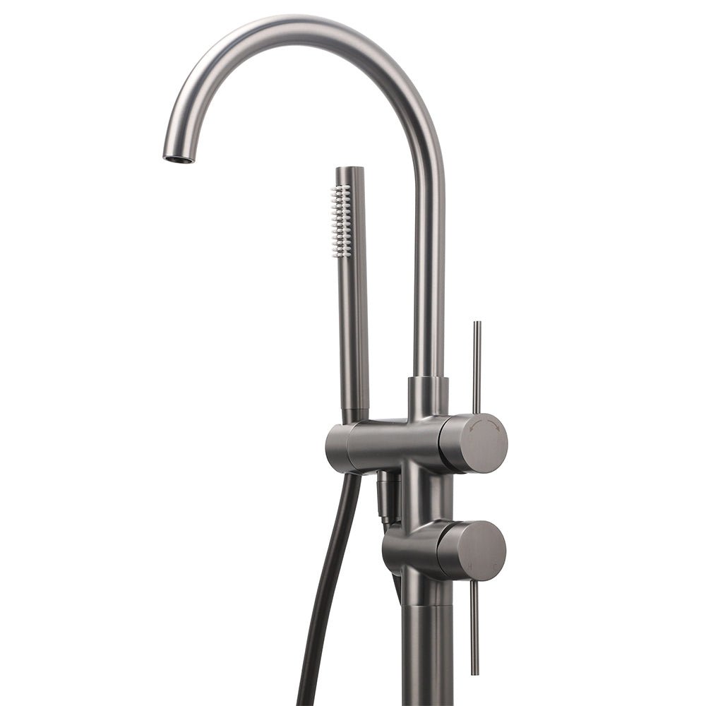 Gun Metal Bathtub Mixer Tap Free Standing Faucet Spout With Handheld Shower Set - Furniture > Bathroom > Shower Heads & Screens - Rivercity House & Home Co. (ABN 18 642 972 209) - Affordable Modern Furniture Australia