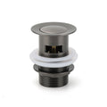 32mm Push Pop Up Basin Sink Drain Plug Overflow Waste Kit - Grey Metal Brass