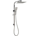 10" Grey Metal Double Square Rain & Handheld Shower Head Set with Sliding Rail Diverter - Gunmetal
