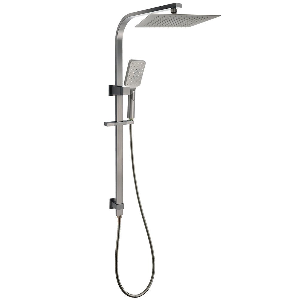 Gun Metal Double Square Shower Head Set 10" Rain Handheld Sliding Rail Diverter - Furniture > Bathroom > Shower Heads & Screens - Rivercity House & Home Co. (ABN 18 642 972 209) - Affordable Modern Furniture Australia