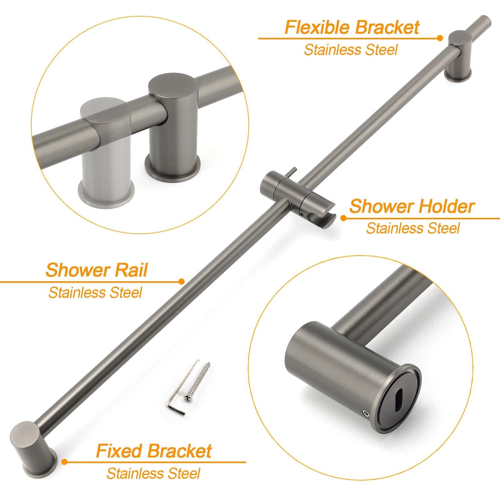 Gun Metal Grey Brass 850mm Long Sliding Rail Bar Swivel Handheld Shower Holder Bracket - Furniture > Bathroom > Shower Heads & Screens - Rivercity House & Home Co. (ABN 18 642 972 209) - Affordable Modern Furniture Australia