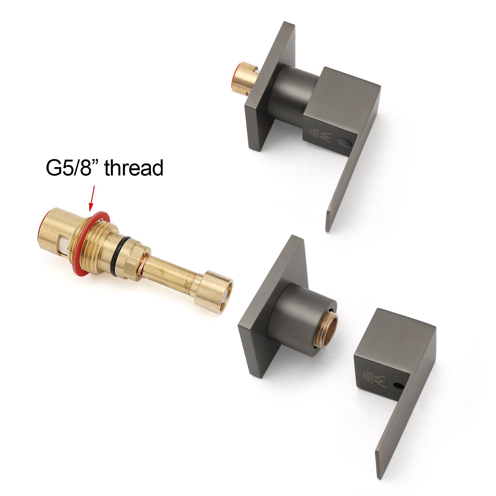 Gun Metal Grey Square 1/4 Quarter Turn Wall Twin Taps For Shower Basin Spout Set - Furniture > Bathroom > Shower Heads & Screens - Rivercity House & Home Co. (ABN 18 642 972 209) - Affordable Modern Furniture Australia