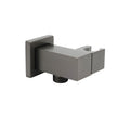 Square Shower Head Holder Bracket with Inlet Elbow Water Connector Kit - Grey Metal