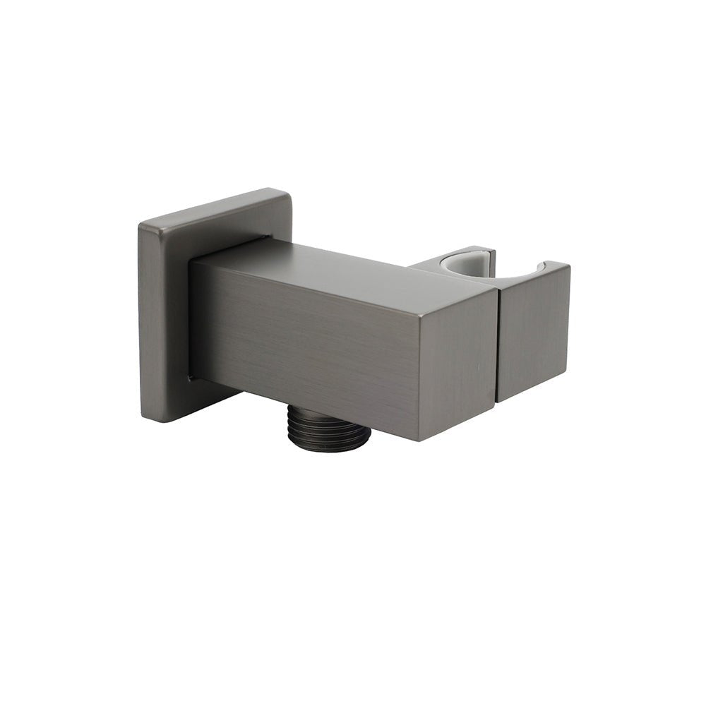 Gun Metal Grey Square Shower Head Holder Bracket Inlet Elbow Water Connector Kit - Furniture > Bathroom > Shower Heads & Screens - Rivercity House & Home Co. (ABN 18 642 972 209) - Affordable Modern Furniture Australia