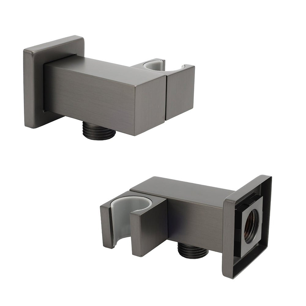 Gun Metal Grey Square Shower Head Holder Bracket Inlet Elbow Water Connector Kit - Furniture > Bathroom > Shower Heads & Screens - Rivercity House & Home Co. (ABN 18 642 972 209) - Affordable Modern Furniture Australia