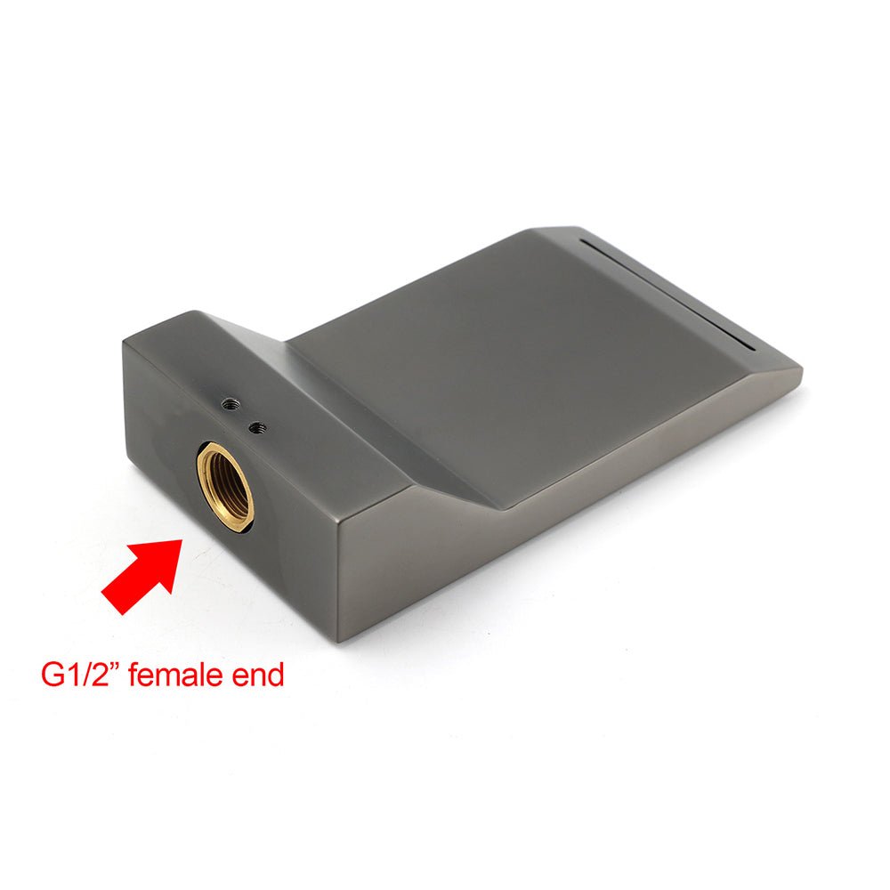 Gun Metal Grey Square Stainless Steel Bathtub Flat Spout Waterfall Filler Outlet - Furniture > Bathroom > Shower Heads & Screens - Rivercity House & Home Co. (ABN 18 642 972 209) - Affordable Modern Furniture Australia