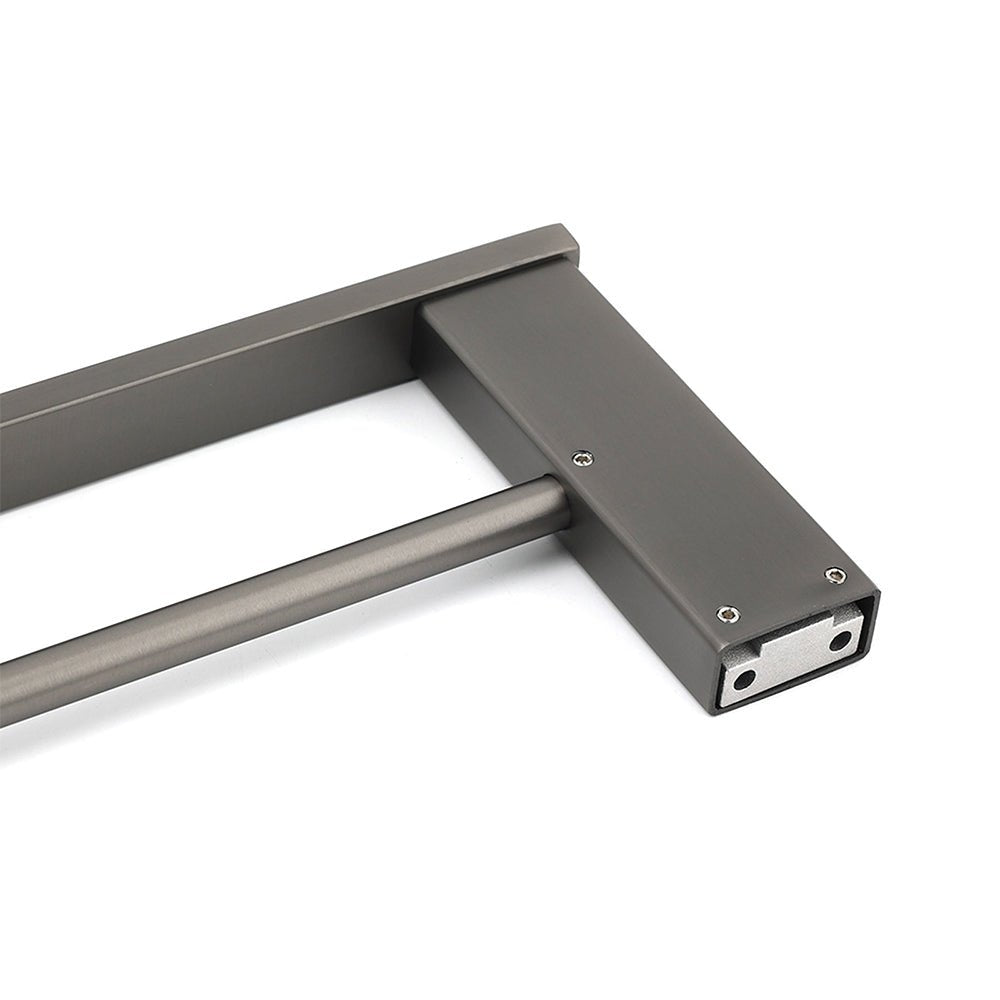 Gun Metal Grey Square Strong Towel Rail Rack 600mm Double Hanger Holder Bar Kit - Home & Garden > Bathroom Accessories > Shower Accessories - Rivercity House & Home Co. (ABN 18 642 972 209) - Affordable Modern Furniture Australia