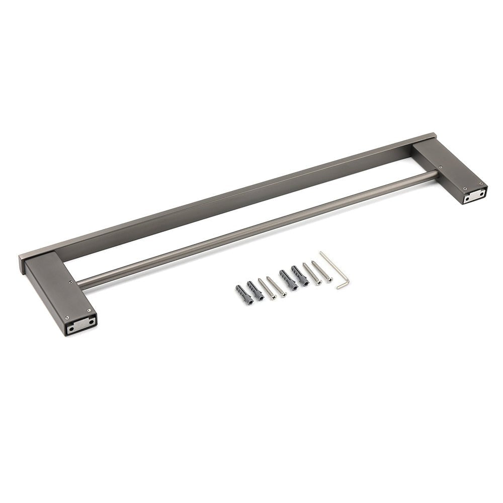 Gun Metal Grey Square Strong Towel Rail Rack 600mm Double Hanger Holder Bar Kit - Home & Garden > Bathroom Accessories > Shower Accessories - Rivercity House & Home Co. (ABN 18 642 972 209) - Affordable Modern Furniture Australia