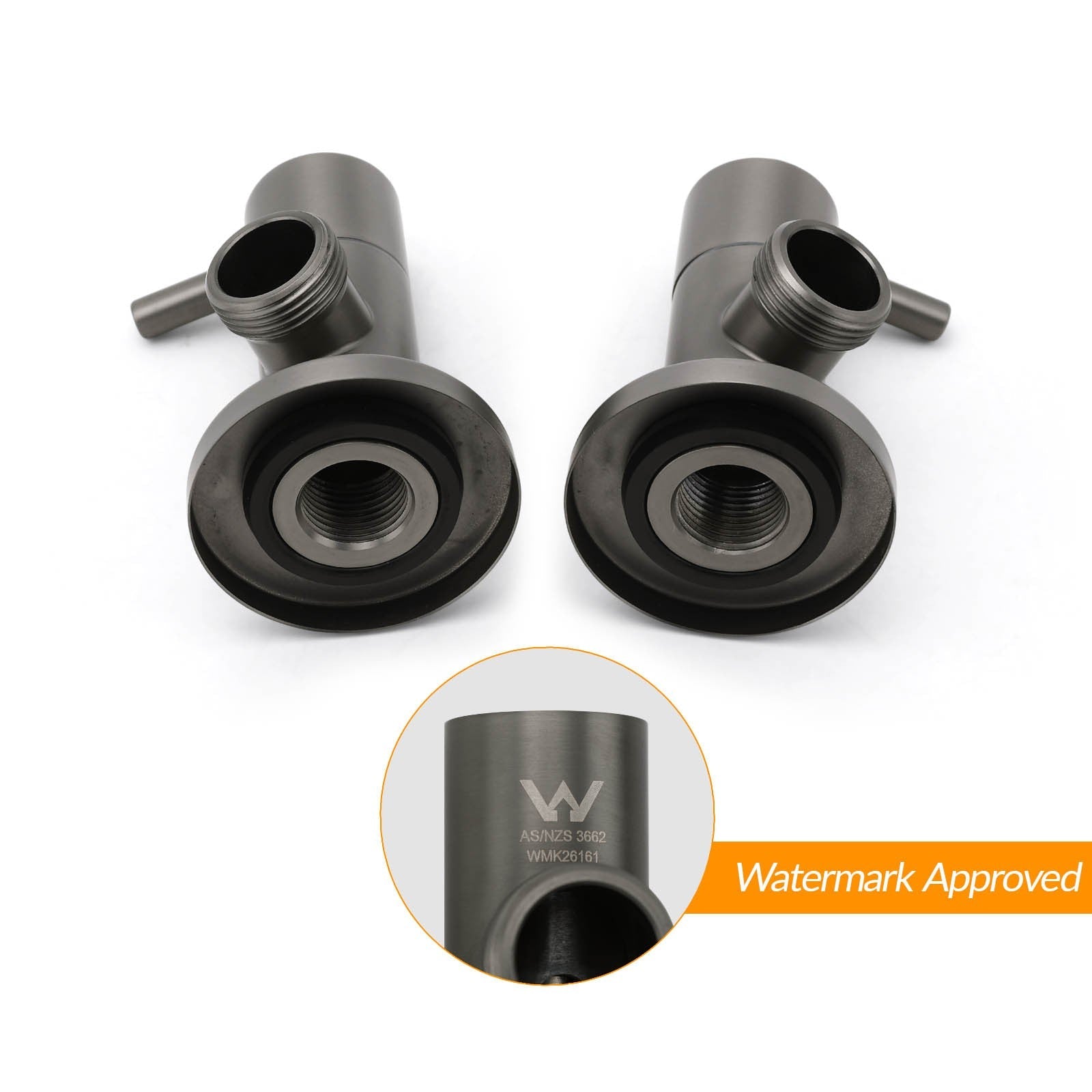 Gun Metal Grey Washing Machine 1/4 Turn Hot Cold Water Mixer Tap Set Watermark - Furniture > Bathroom > Shower Heads & Screens - Rivercity House & Home Co. (ABN 18 642 972 209) - Affordable Modern Furniture Australia